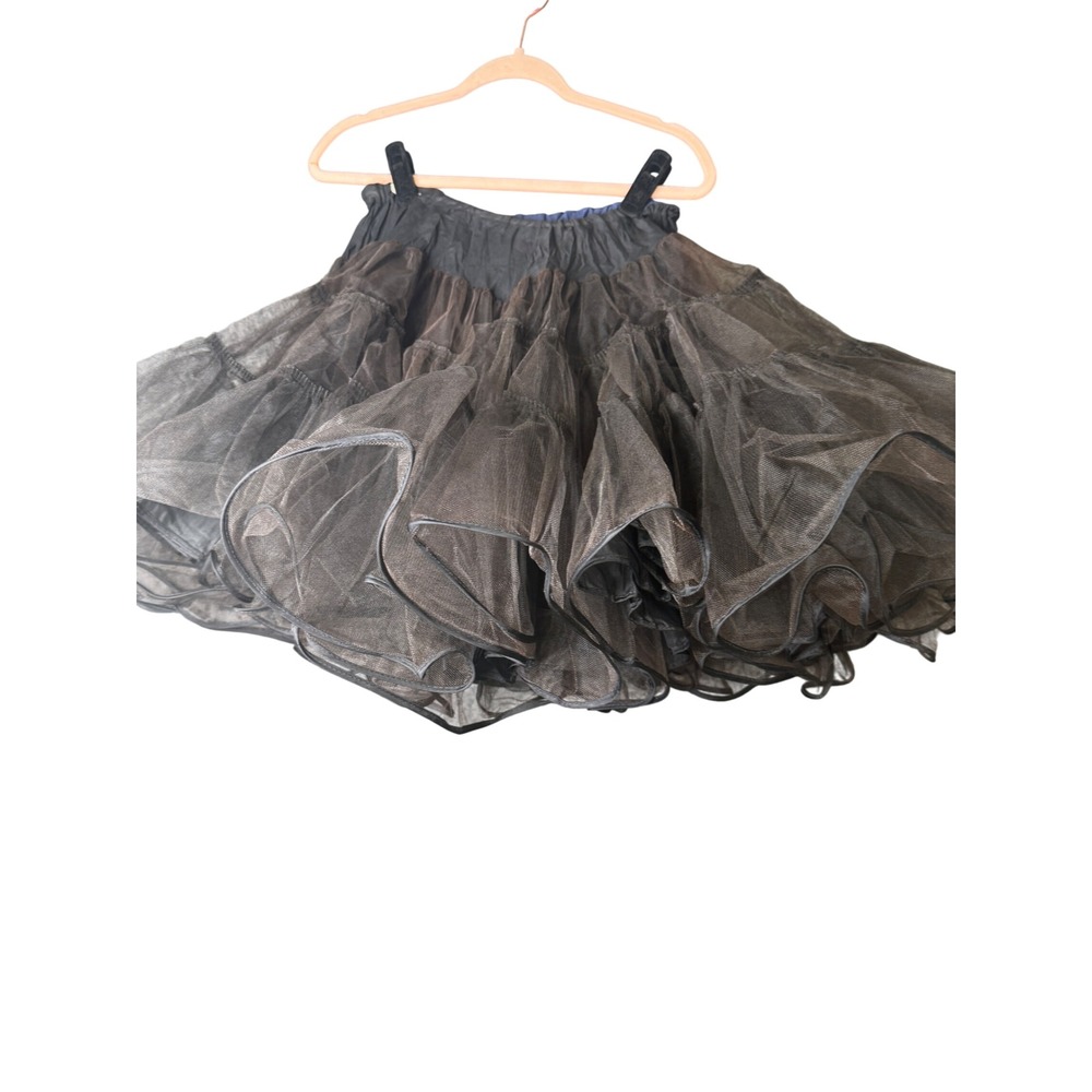 Vintage Malco Modes California Black Tiered Tulle Crinoline Petticoat Skirt